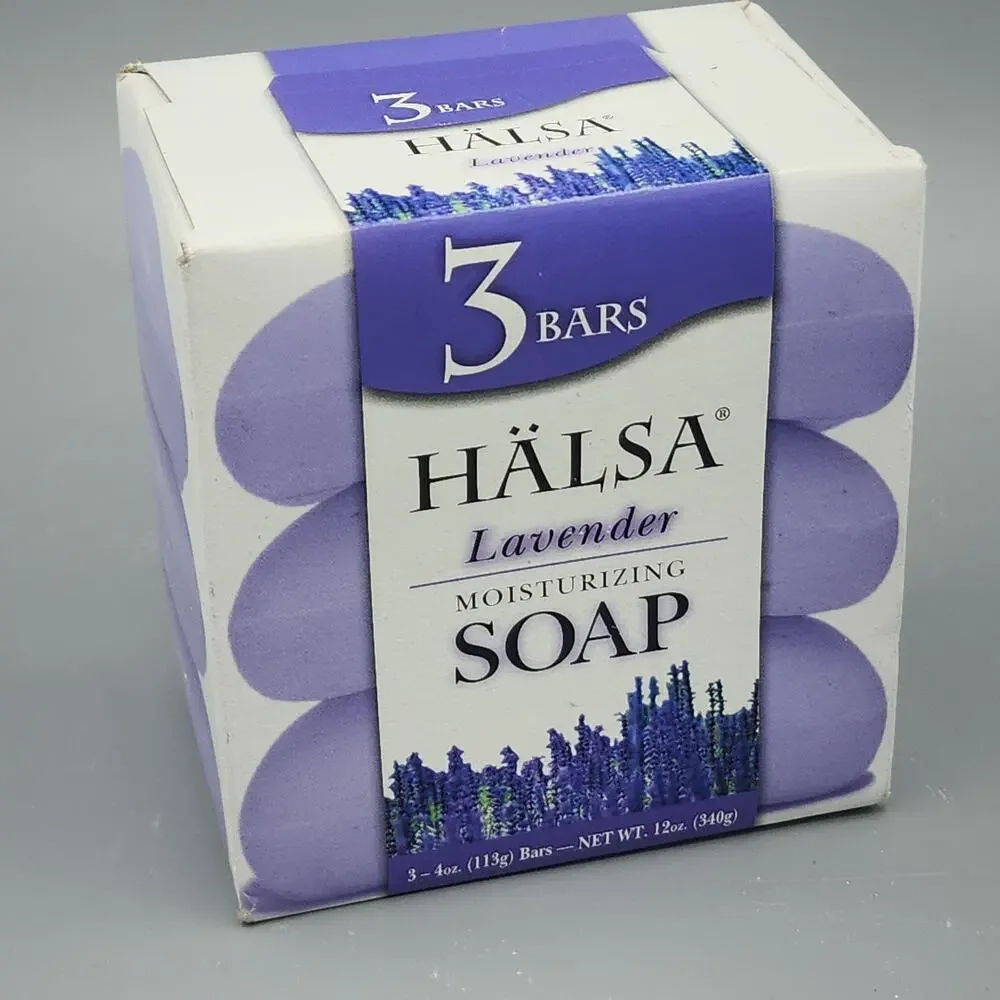 Lot of 3 Bars HALSA Lavender Moisturizing Bath Soap 4oz Each New in Box